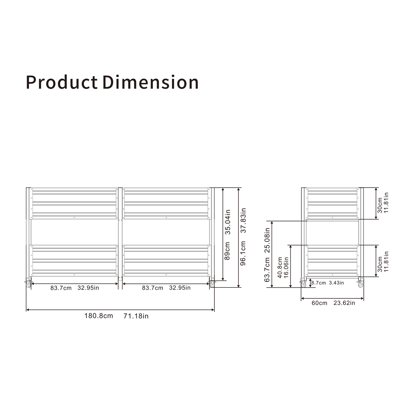 Dual Tier Elevated Metal Raised Garden Bed with Lockable Wheels, Staggered 2-Layer Raised Planter Box for Vegetables Herbs Flowers, Outdoor Patio Backyard Green Planting Bed,Grey image 3