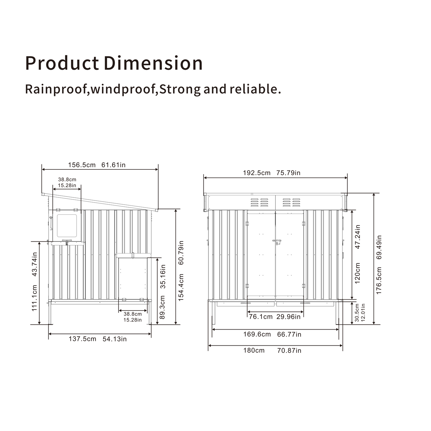 Outdoor Galvanized Metal Chicken Coop with Pull Out Waste Trays, Raised Base & Adjustable Vent Window, Weatherproof Large Poultry Cage for Backyard Hen Duck Small Animal Housing image 4