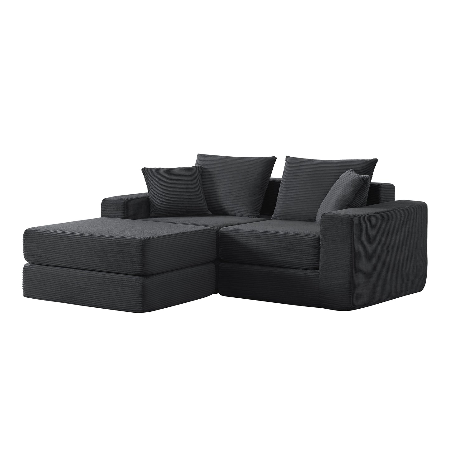 Modular Sectional Loveaeat Cloud Sofa, Boneless Couch with Non Slip Base, Cozy Sleeper Sofa for Customizable Living Spaces, Modern Modular Couch with L-Shape Chaise, Deep Seat & No Assembly image 1