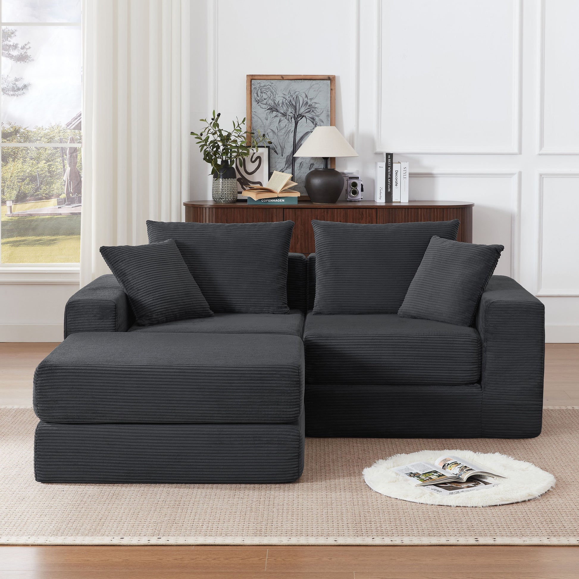 Modular Sectional Loveaeat Cloud Sofa, Boneless Couch with Non Slip Base, Cozy Sleeper Sofa for Customizable Living Spaces, Modern Modular Couch with L-Shape Chaise, Deep Seat & No Assembly image 7
