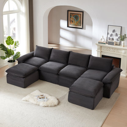 Modern corduroy cloud sofa, can be freely combined and has a comfortable sitting experience, suitable for modern living room furniture in homes, apartments, and offices image 2