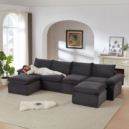 Modern corduroy cloud sofa, can be freely combined and has a comfortable sitting experience, suitable for modern living room furniture in homes, apartments, and offices image 3