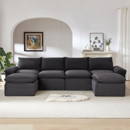 Modern corduroy cloud sofa, can be freely combined and has a comfortable sitting experience, suitable for modern living room furniture in homes, apartments, and offices image 4
