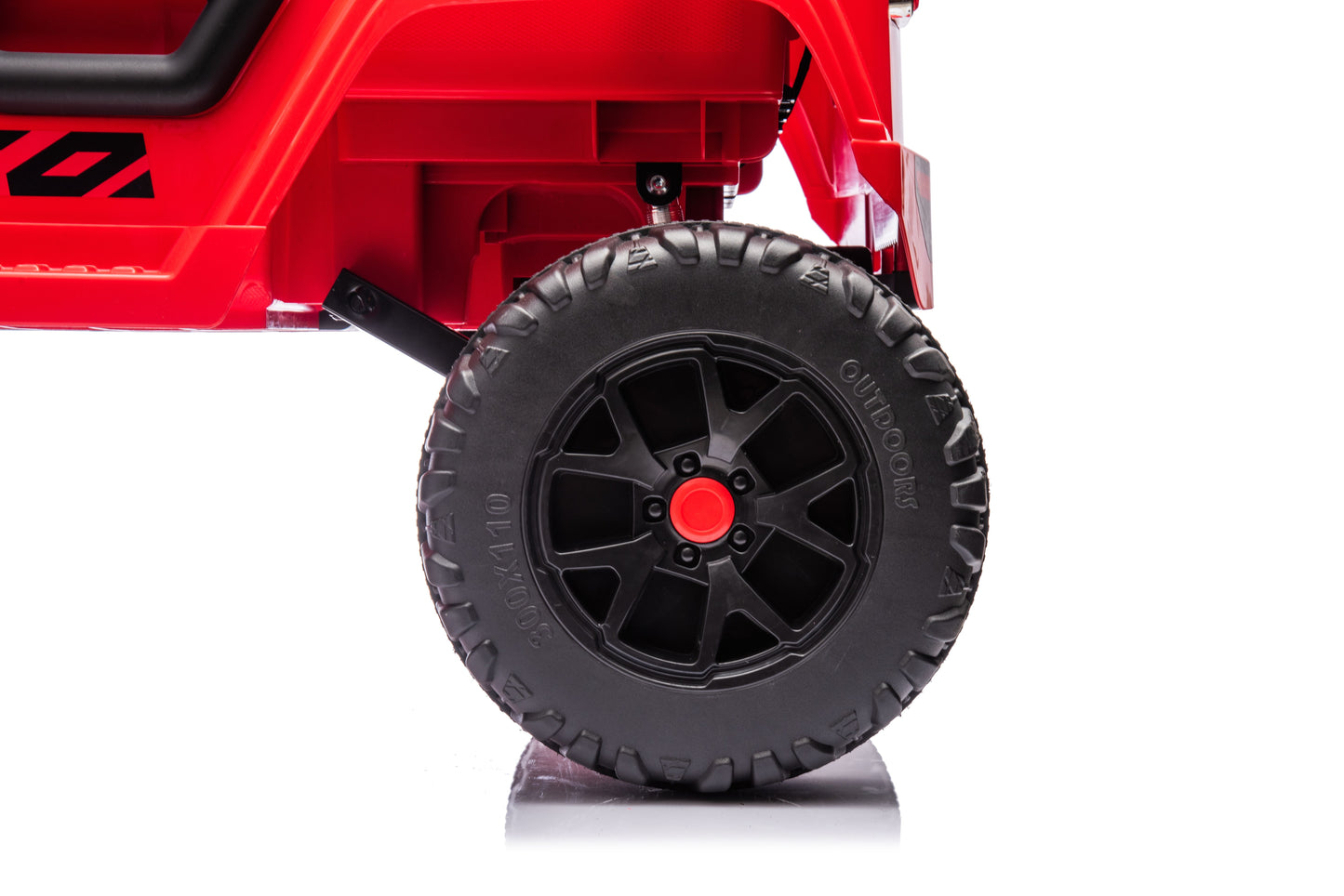 24V 7Ah 2 Seater Ride on Jeep - Wheel and Suspension Detail