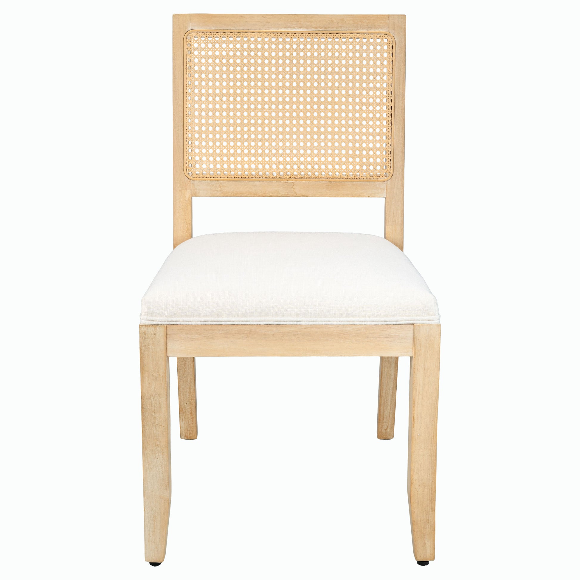 Farmhouse Rattan Dining Chairs Set of 2, Mid Century Modern Kitchen & Dining Room Chairs, Cane Low Back, with Natural Solid Wood Frame, Beige image 2