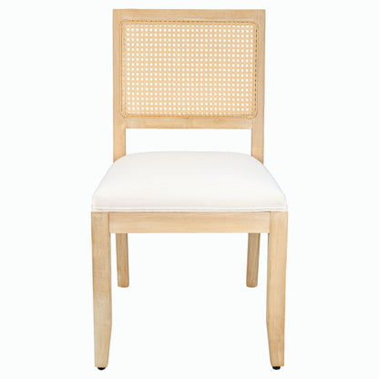 Farmhouse Rattan Dining Chairs Set of 2, Mid Century Modern Kitchen & Dining Room Chairs, Cane Low Back, with Natural Solid Wood Frame, Beige image 2