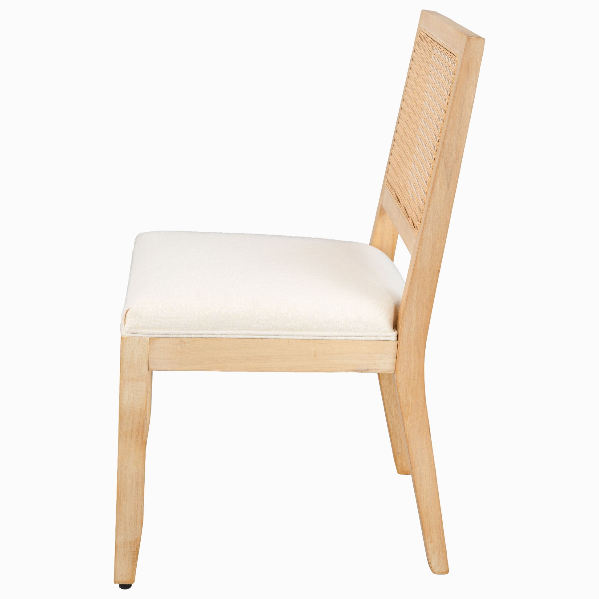 Farmhouse Rattan Dining Chairs Set of 2, Mid Century Modern Kitchen & Dining Room Chairs, Cane Low Back, with Natural Solid Wood Frame, Beige image 4