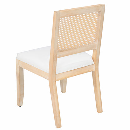 Farmhouse Rattan Dining Chairs Set of 2, Mid Century Modern Kitchen & Dining Room Chairs, Cane Low Back, with Natural Solid Wood Frame, Beige image 5