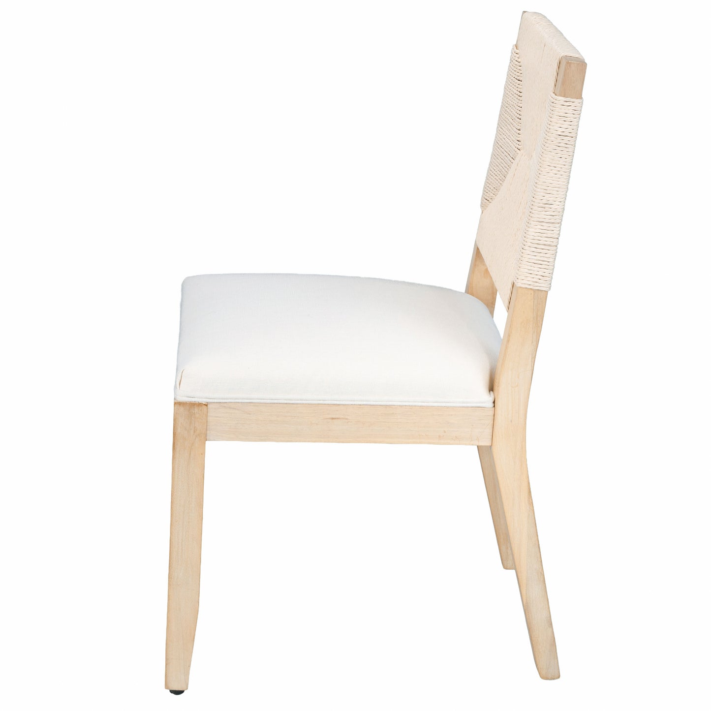 French Country Dining Chairs Set of 2, Beige Farmhouse Kitchen & Dining Room Chairs, Boho Wood Dining Chair with Woven Back & Linen Upholstered Seat, Solid Wood Frame,Beige image 5