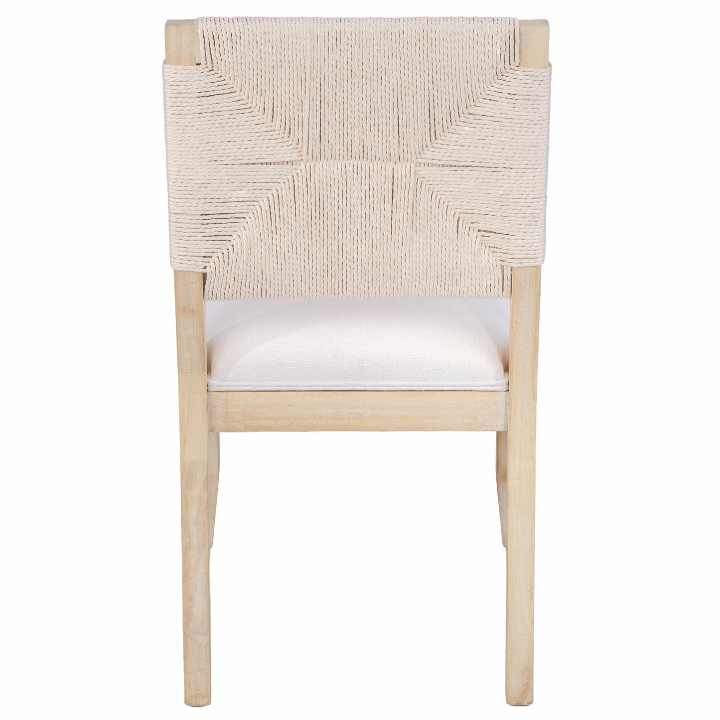 French Country Dining Chairs Set of 2, Beige Farmhouse Kitchen & Dining Room Chairs, Boho Wood Dining Chair with Woven Back & Linen Upholstered Seat, Solid Wood Frame,Beige image 6