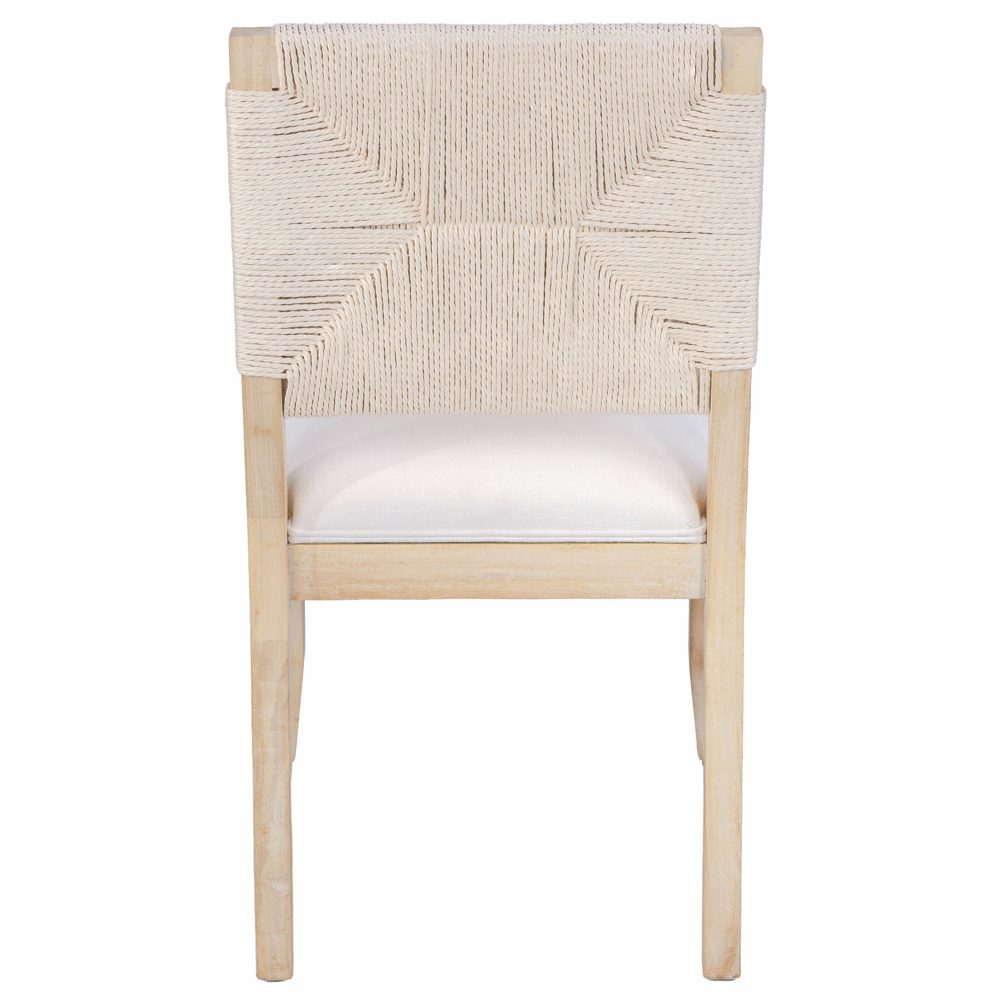 French Country Dining Chairs Set of 2, Beige Farmhouse Kitchen & Dining Room Chairs, Boho Wood Dining Chair with Woven Back & Linen Upholstered Seat, Solid Wood Frame,Beige image 6