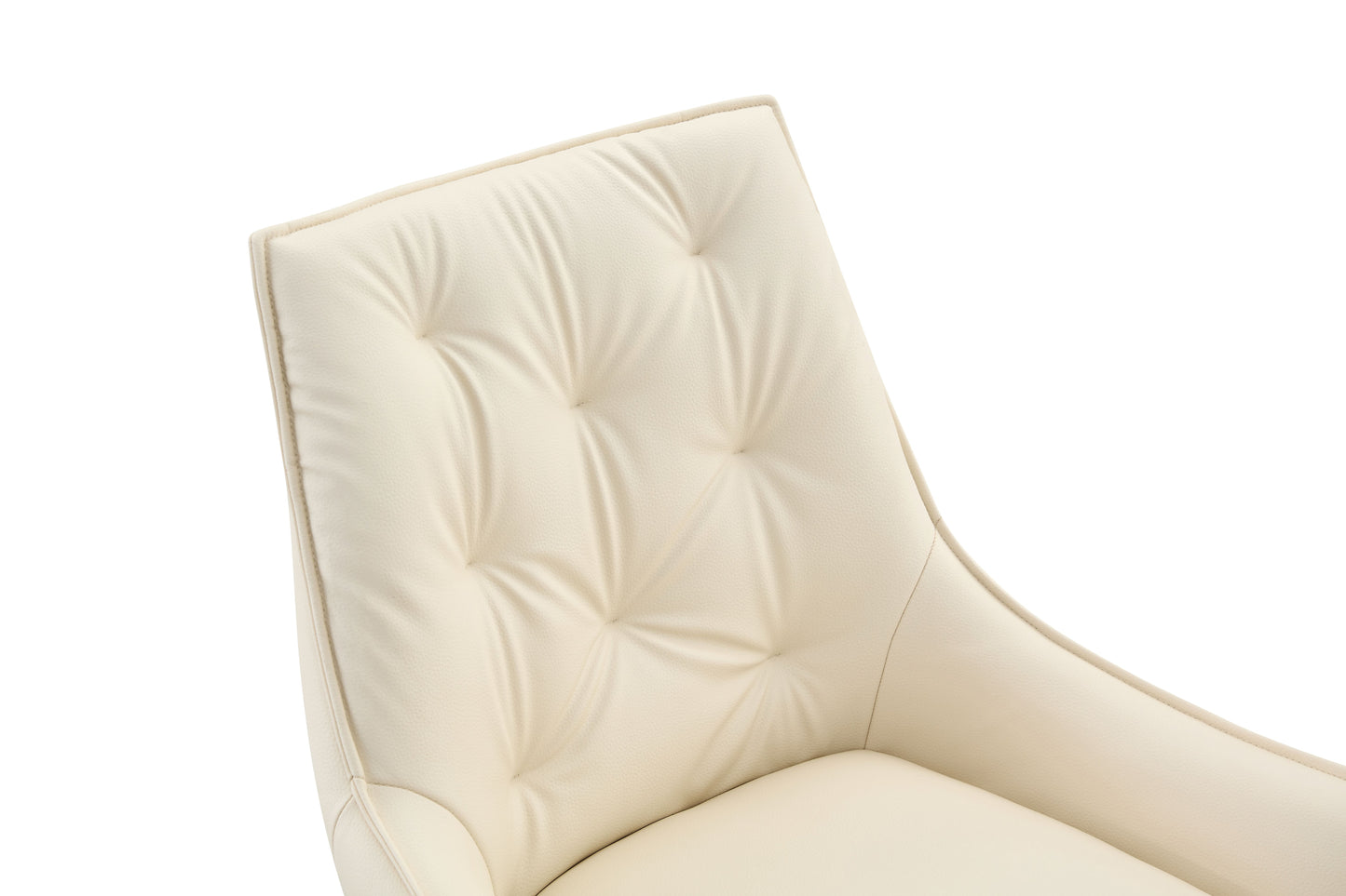 Dining Chairs Set of 2, Off White Faux Leather Dining Room Chair, Metal Kitchen Chairs with Gold Mesh Texture and Black Sanded Legs, Flat Back Upholstered Chair (Off White, Set of 2) image 11