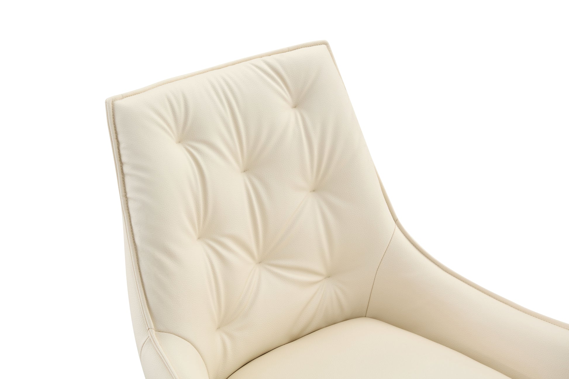 Dining Chairs Set of 2, Off White Faux Leather Dining Room Chair, Metal Kitchen Chairs with Gold Mesh Texture and Black Sanded Legs, Flat Back Upholstered Chair (Off White, Set of 2) image 11