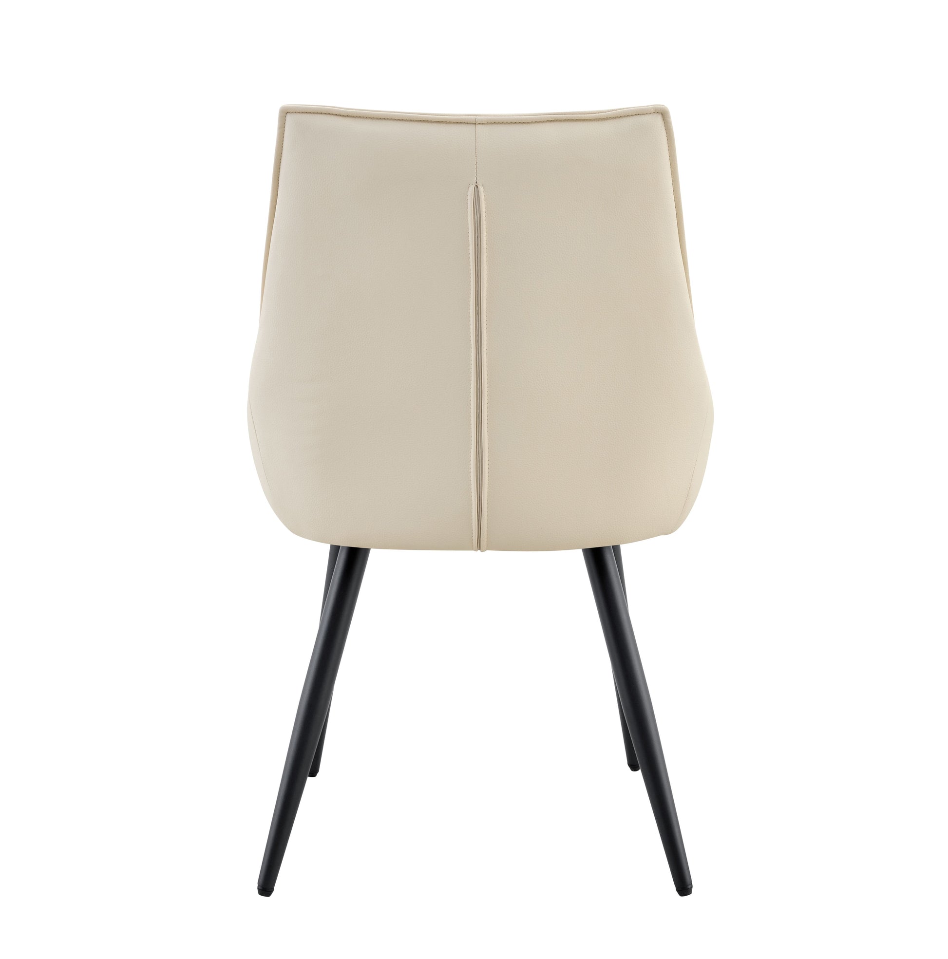 Dining Chairs Set of 2, Off White Faux Leather Dining Room Chair, Metal Kitchen Chairs with Gold Mesh Texture and Black Sanded Legs, Flat Back Upholstered Chair (Off White, Set of 2) image 8