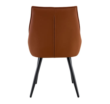Dining Chairs Set of 2, Camel Faux Leather Dining Room Chair, Metal Kitchen Chairs with Gold Mesh Texture and Black Sanded Legs, Flat Back Upholstered Chair (Camel, Set of 2) image 7
