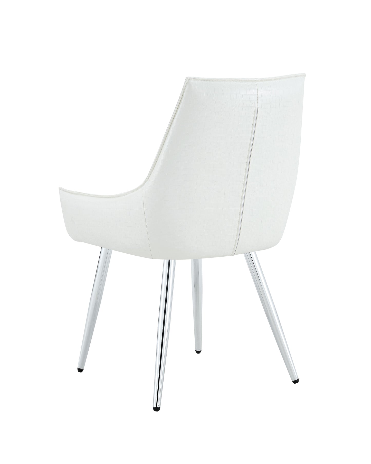 Crocodile Pattern Premium PU Leather Accent Chair, Diamond Decor Backrest, Chrome Silver Metal Legs & High-Resilience Sponge Cushion – Versatile for Office, Dining Room & Living Room (White, Set of 2) image 10