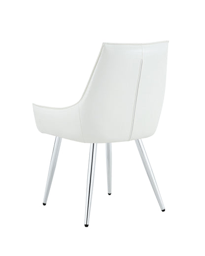 Crocodile Pattern Premium PU Leather Accent Chair, Diamond Decor Backrest, Chrome Silver Metal Legs & High-Resilience Sponge Cushion – Versatile for Office, Dining Room & Living Room (White, Set of 2) image 10