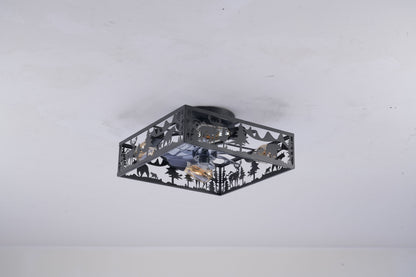 20'' Square Fabric Farmhouse Flush Mount Ceiling Fan.Bladeless Ceiling Fan 6 Speed Reversible with Remote Control,Flush Mount Ceiling Fan for Bedroom, Living Room--NOT Included Bulbs--Matte Black image 11