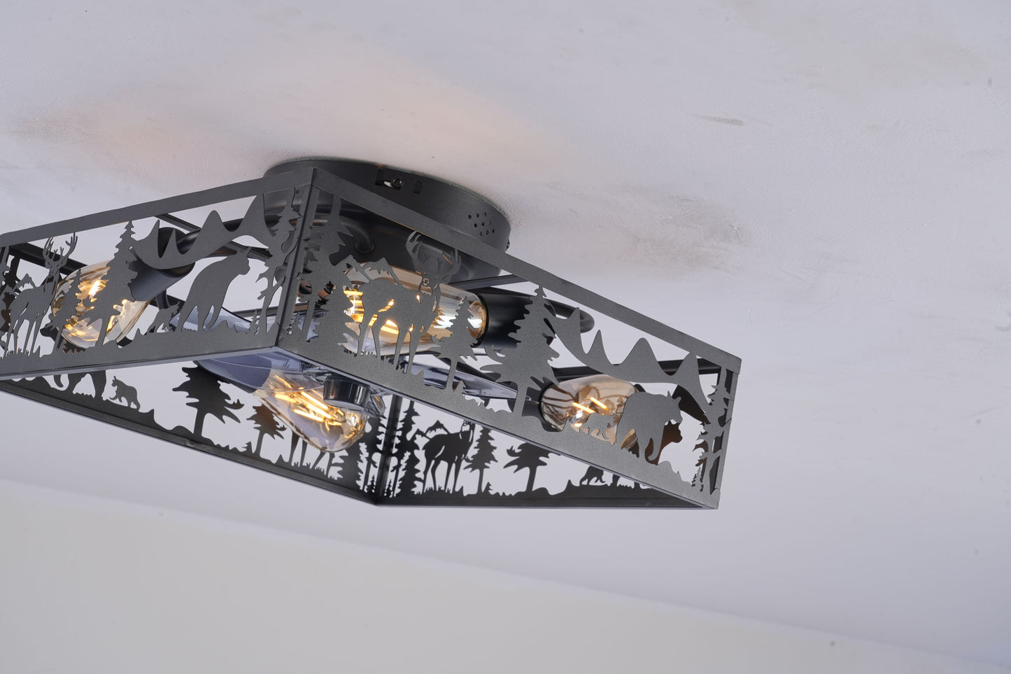 20'' Square Fabric Farmhouse Flush Mount Ceiling Fan.Bladeless Ceiling Fan 6 Speed Reversible with Remote Control,Flush Mount Ceiling Fan for Bedroom, Living Room--NOT Included Bulbs--Matte Black image 5
