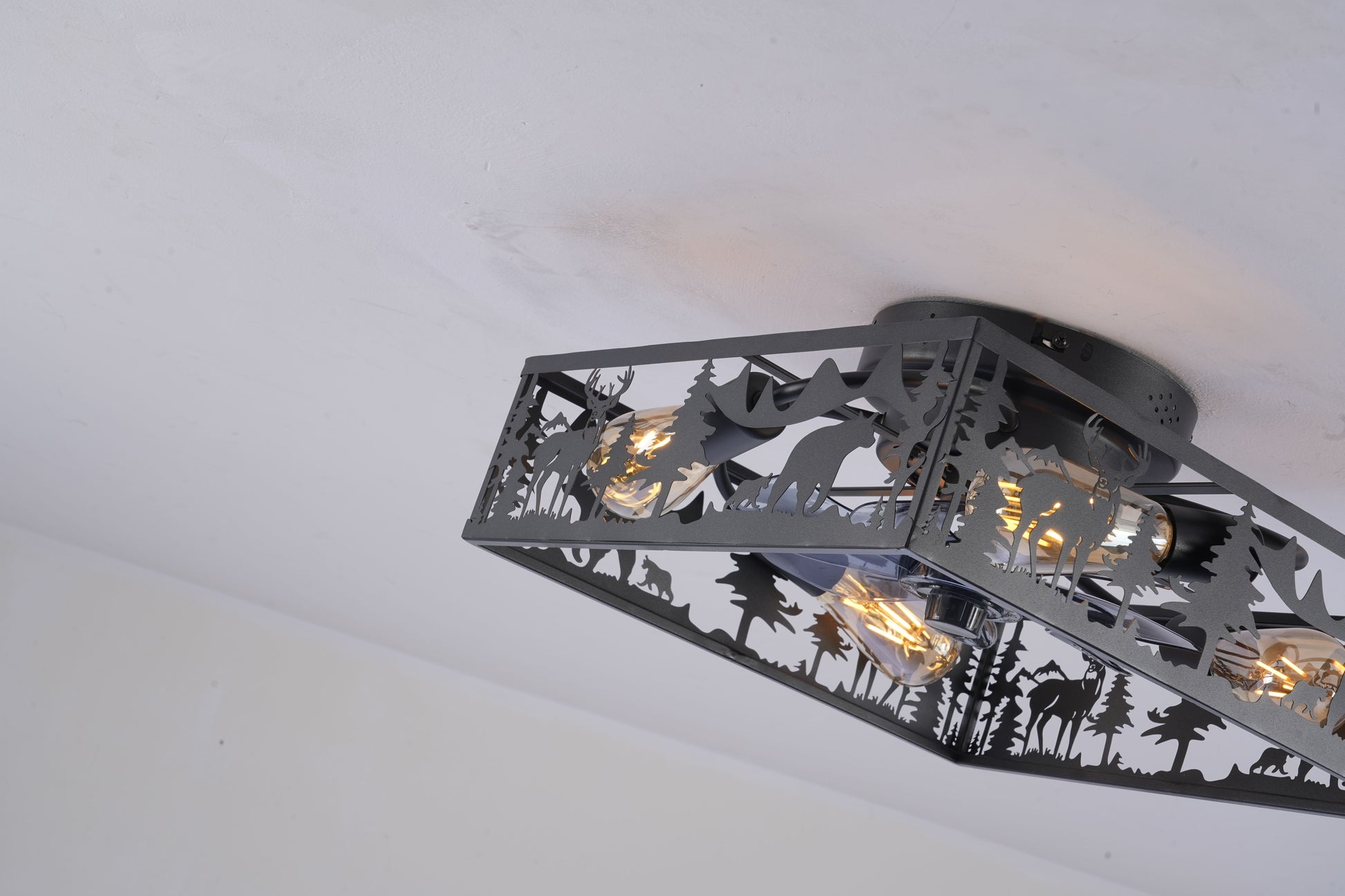 20'' Square Fabric Farmhouse Flush Mount Ceiling Fan.Bladeless Ceiling Fan 6 Speed Reversible with Remote Control,Flush Mount Ceiling Fan for Bedroom, Living Room--NOT Included Bulbs--Matte Black image 7