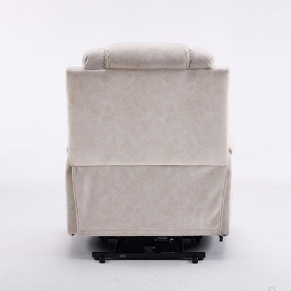 Oversized Power Lift Recliner Massage Chair - Side View with Cup Holders