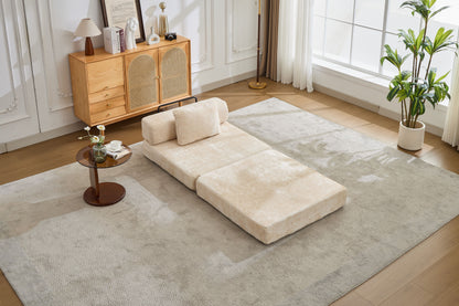 Compression Sofa,Convertible Floor Sofa Bed with Fixed-Shape Frame,Single Seater Boneless Modular Sectional Sofa,No Assembly Required,Chenille fabric,for Living Room Bedroom,Beige image 10