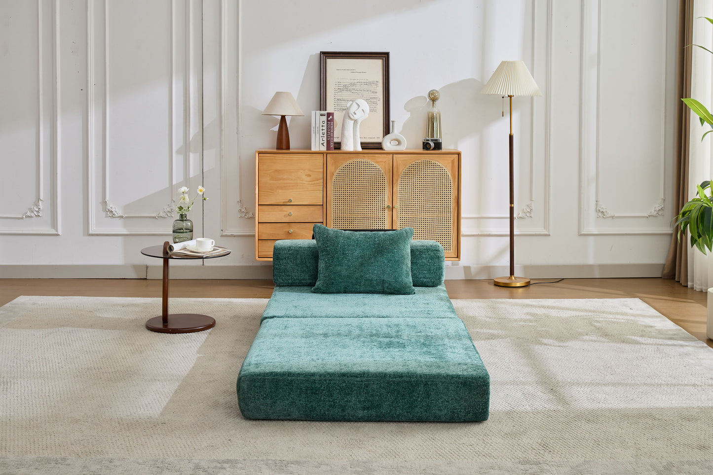 Compression Sofa,Convertible Floor Sofa Bed with Fixed-Shape Frame,Single Seater Boneless Modular Sectional Sofa,No Assembly Required,Chenille fabric,for Living Room Bedroom,Dark Green image 10