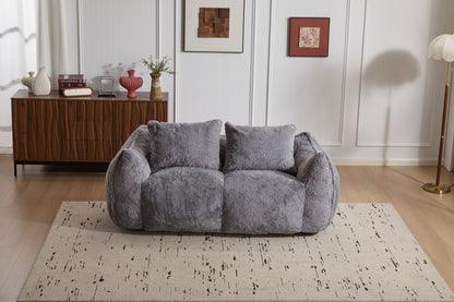 Giant Bean Bag Couch for Adults, Ultra Soft Fluffy Loveseat Bean Bag Sofa, Oversized Chase Lounge Chair Indoor for Living Room Bedroom, No Assembly Required Cozy Reading Chair with Pillows, Grey image 10