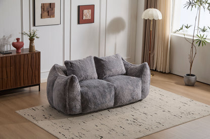 Giant Bean Bag Couch for Adults, Ultra Soft Fluffy Loveseat Bean Bag Sofa, Oversized Chase Lounge Chair Indoor for Living Room Bedroom, No Assembly Required Cozy Reading Chair with Pillows, Grey image 11
