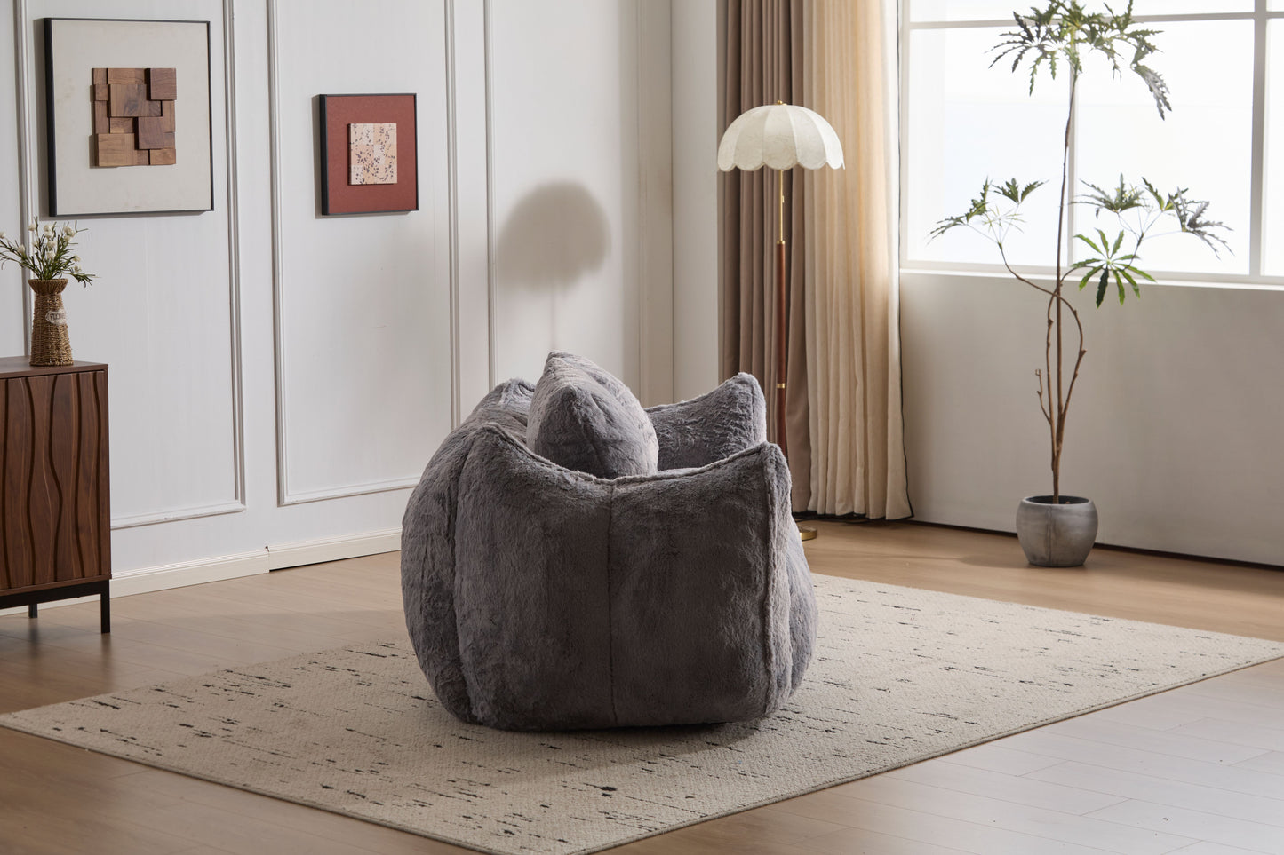 Giant Bean Bag Couch for Adults, Ultra Soft Fluffy Loveseat Bean Bag Sofa, Oversized Chase Lounge Chair Indoor for Living Room Bedroom, No Assembly Required Cozy Reading Chair with Pillows, Grey image 12