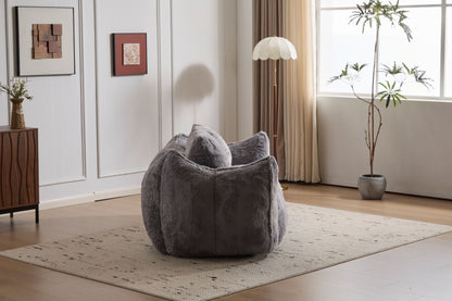 Giant Bean Bag Couch for Adults, Ultra Soft Fluffy Loveseat Bean Bag Sofa, Oversized Chase Lounge Chair Indoor for Living Room Bedroom, No Assembly Required Cozy Reading Chair with Pillows, Grey image 12
