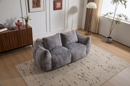 Giant Bean Bag Couch for Adults, Ultra Soft Fluffy Loveseat Bean Bag Sofa, Oversized Chase Lounge Chair Indoor for Living Room Bedroom, No Assembly Required Cozy Reading Chair with Pillows, Grey image 9