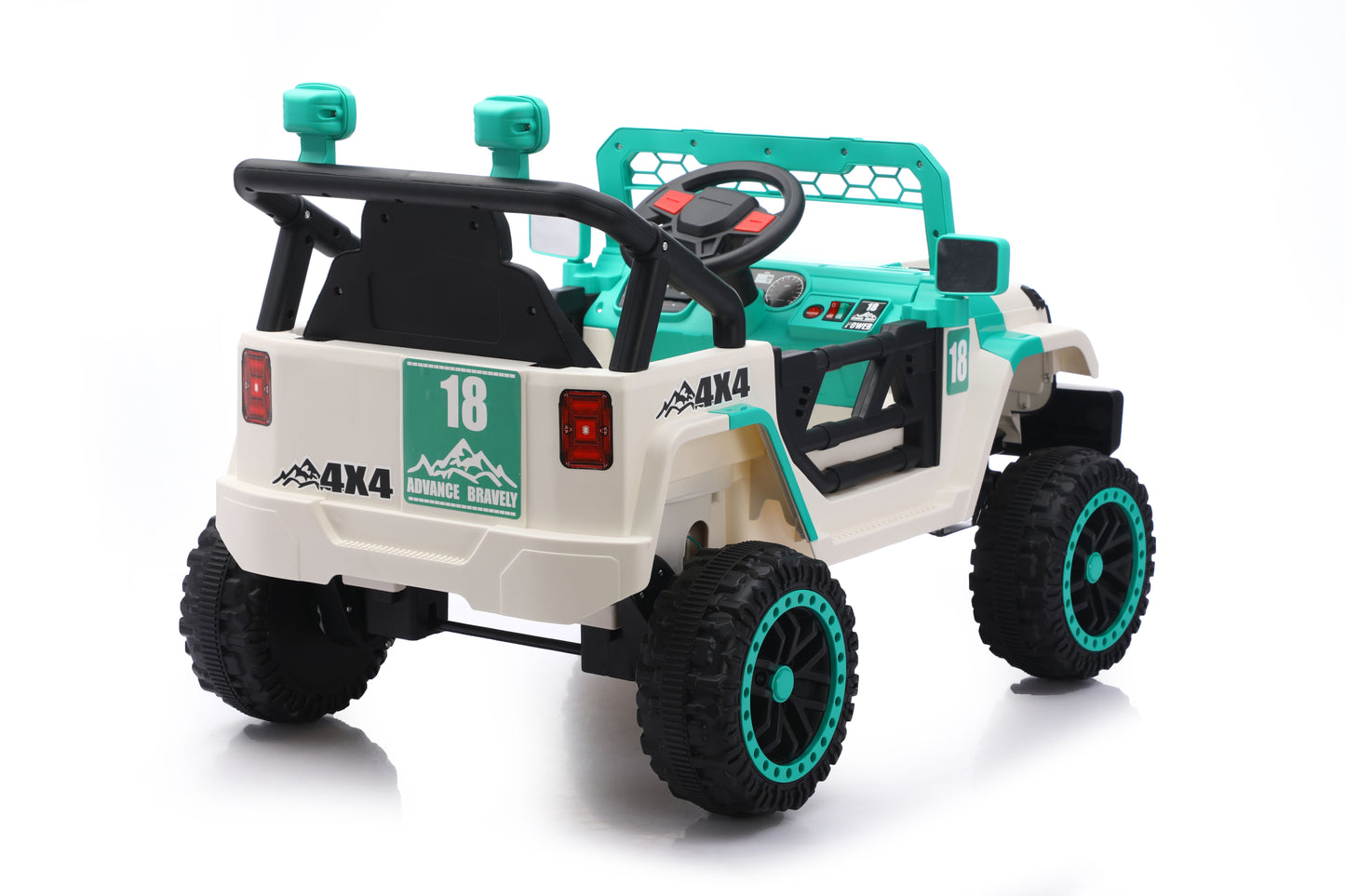12V Ride on Car with Parent Remote Control, Toddler Electric Car with Spring Suspension, LED Lights & Music Player - Safe Battery Toy for Kids, Christmas & Birthday Gift WIGHT+GREEN image 3