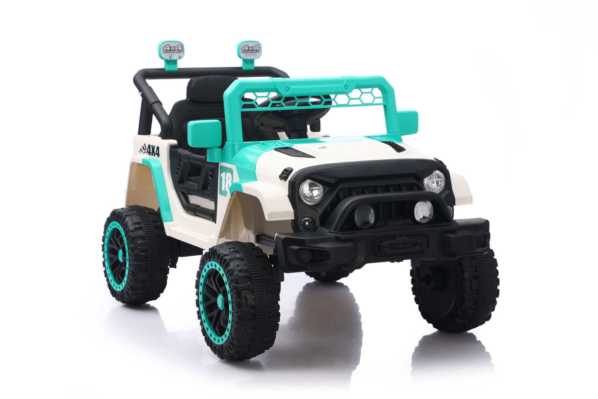 12V Ride on Car with Parent Remote Control, Toddler Electric Car with Spring Suspension, LED Lights & Music Player - Safe Battery Toy for Kids, Christmas & Birthday Gift WIGHT+GREEN image 8