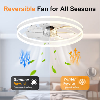 23.6 Inch Ceiling Fan with Light, Quiet DC Motor, Dimmable 3-Color Temperature 3000K-6500K, APP & Remote Control, With Timing image 3