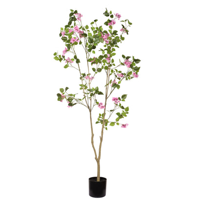 6FT Artificial Bougainvillea Tree with Black Plastic Pot, Realistic Fake Flowering Tree for Indoor Home Office Decor, Potted Faux Plant, 1pc/set image 5