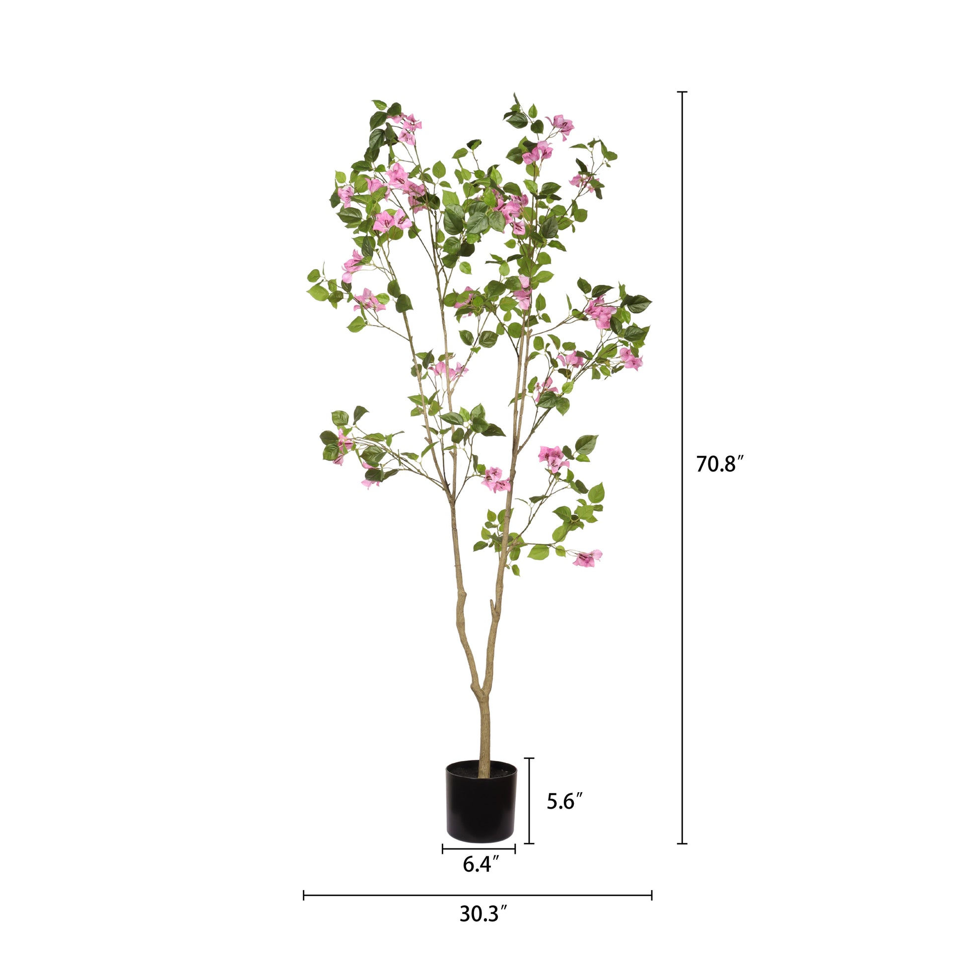 6FT Artificial Bougainvillea Tree with Black Plastic Pot, Realistic Fake Flowering Tree for Indoor Home Office Decor, Potted Faux Plant, 1pc/set image 6
