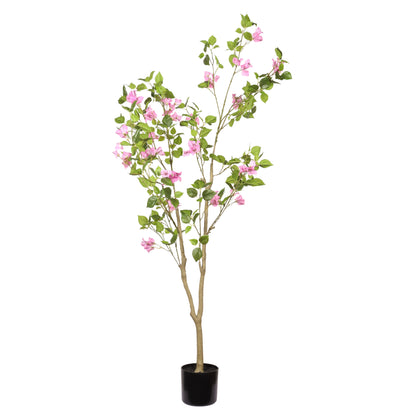 5FT Artificial Bougainvillea Tree with Black Plastic Pot, Realistic Fake Flowering Tree for Indoor Home Office Decor, Potted Faux Plant, 1pc/set image 6