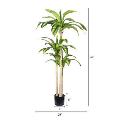 5' Artificial Dracaena Tree with Black Plastic Pot, 1pc/set image 5