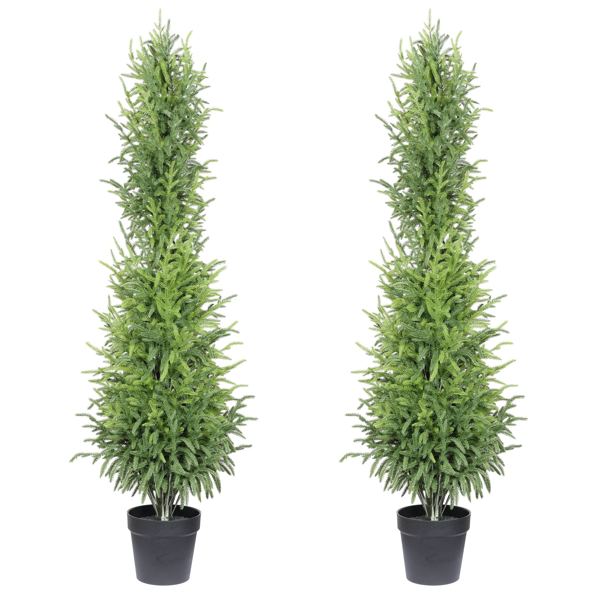 5' Artificial Real Touch Pine Tree in Black Plastic Pot, 2pc/set image 4