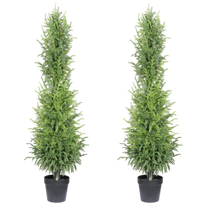 5' Artificial Real Touch Pine Tree in Black Plastic Pot, 2pc/set image 4