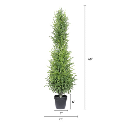 5' Artificial Real Touch Pine Tree in Black Plastic Pot, 2pc/set image 5