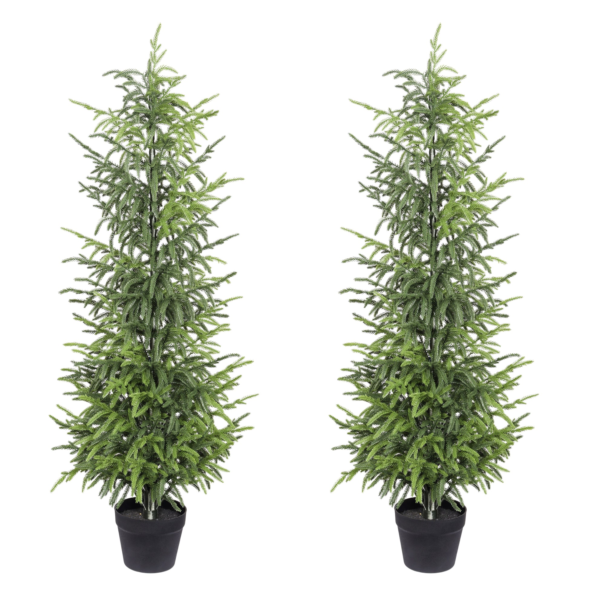 5' Artificial Real Touch Pine Tree in Black Plastic Pot, 2pc/set image 6