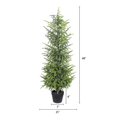 5' Artificial Real Touch Pine Tree in Black Plastic Pot, 2pc/set image 7