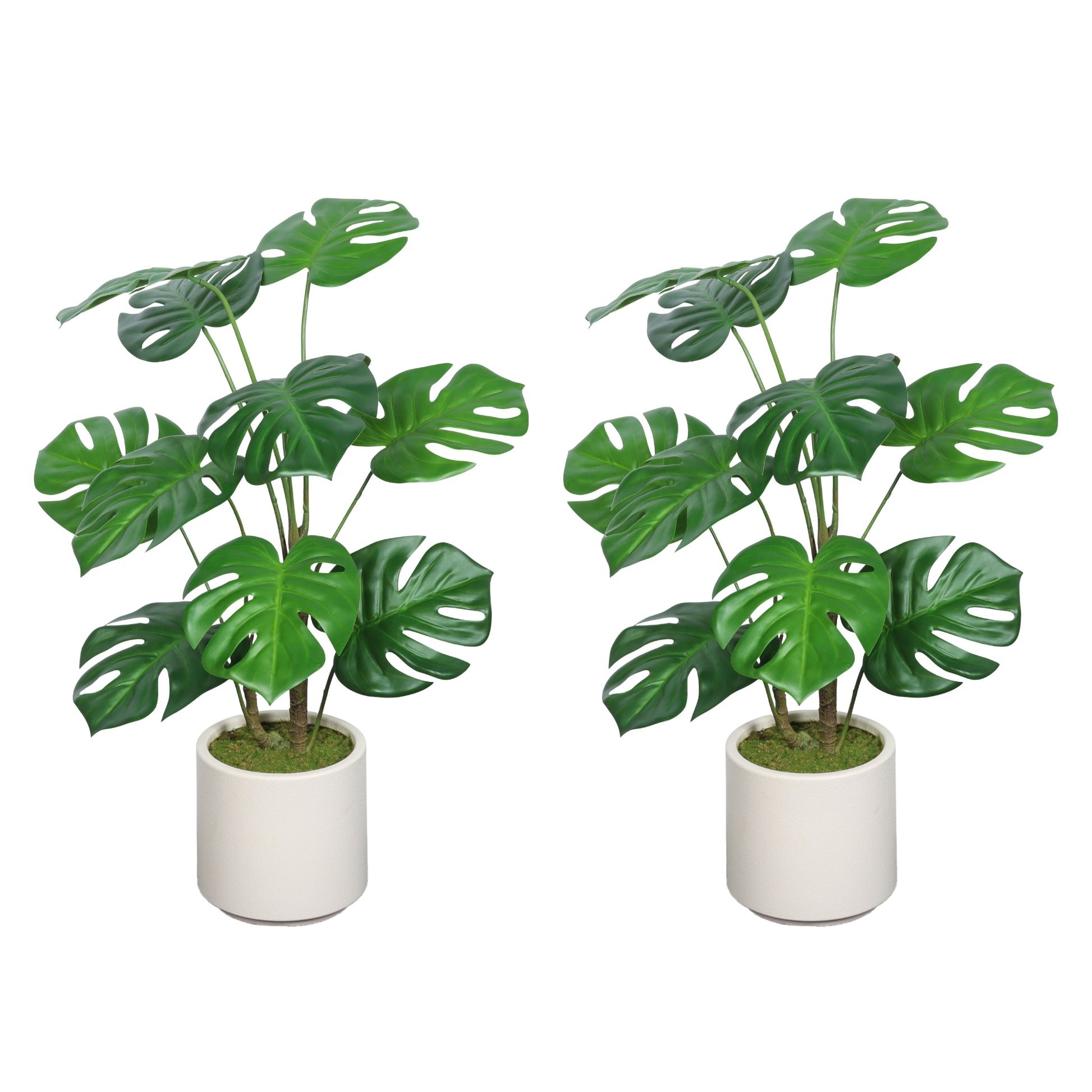 30'' Artificial Monstera Deliciosa Plant with White Pot, 2 pcs / set image 5