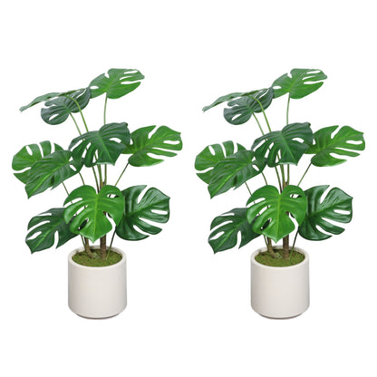 30'' Artificial Monstera Deliciosa Plant with White Pot, 2 pcs / set image 5