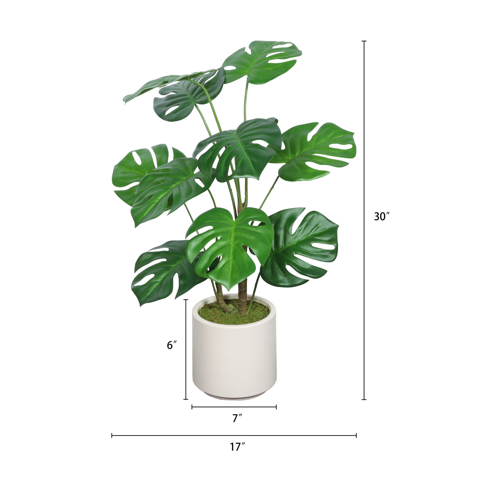 30'' Artificial Monstera Deliciosa Plant with White Pot, 2 pcs / set image 6