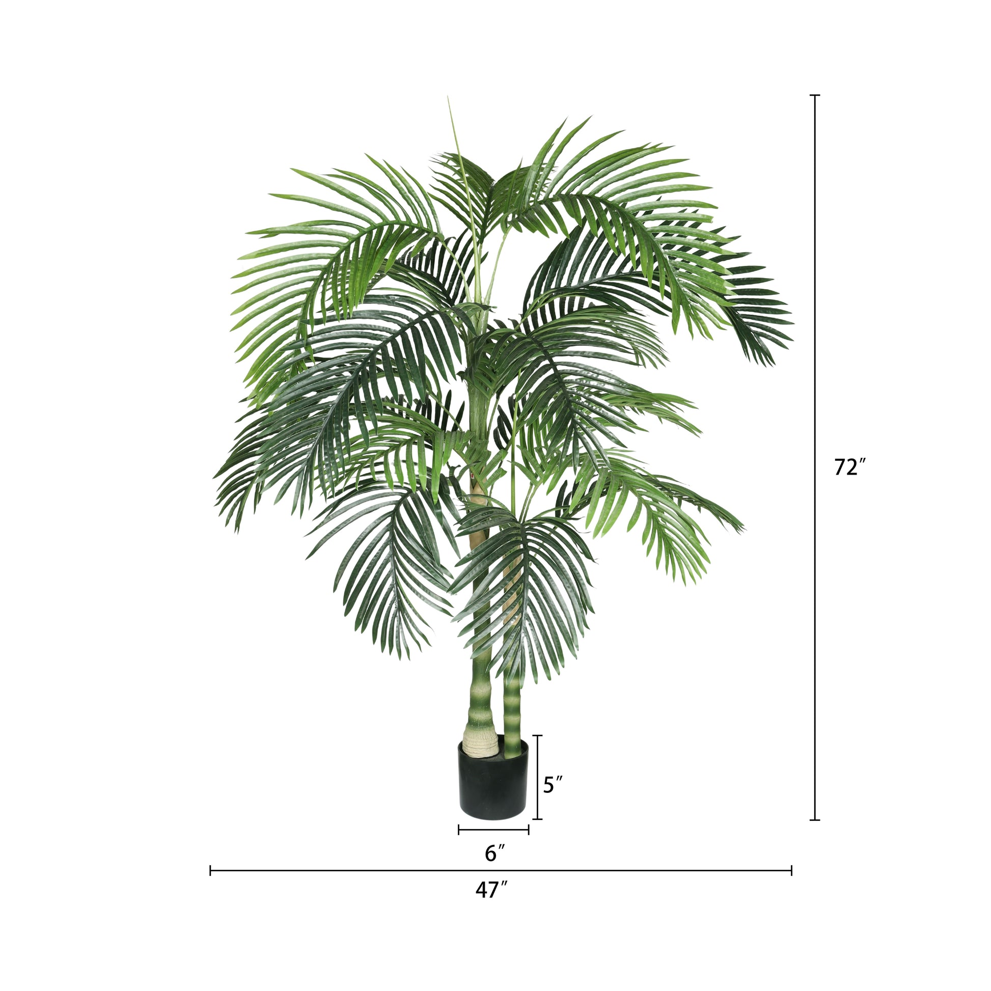 6FT Artificial Palm Tree with Black Plastic Pot, Tropical Fake Plant for Indoor Outdoor Decoration, Faux Palm, 1pc/set image 7