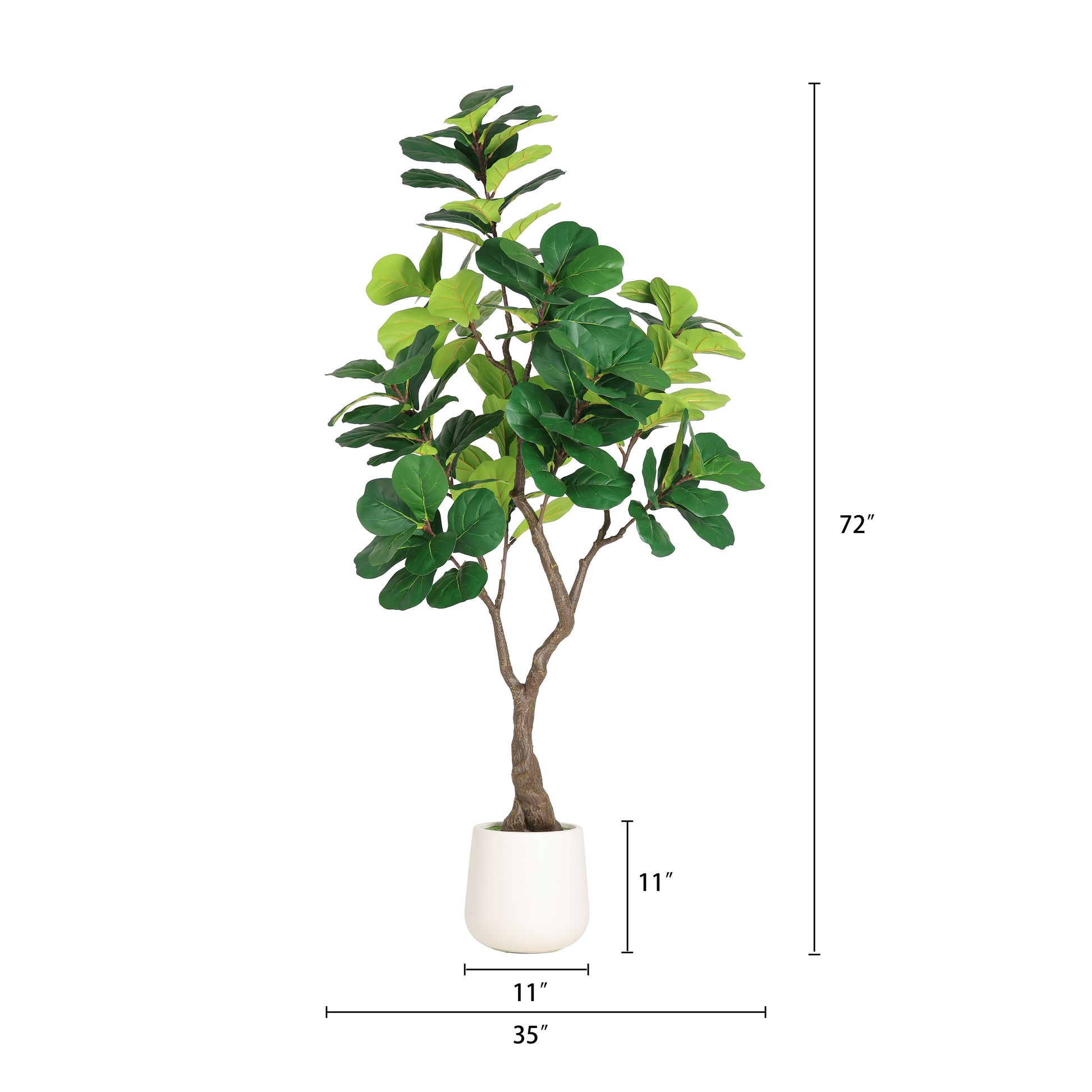 6FT Artificial Fiddle Leaf Fig Tree With Decorative White Pot, Faux Indoor Plant for Home Office Living Room Corner Decoration, 1pc/set image 4