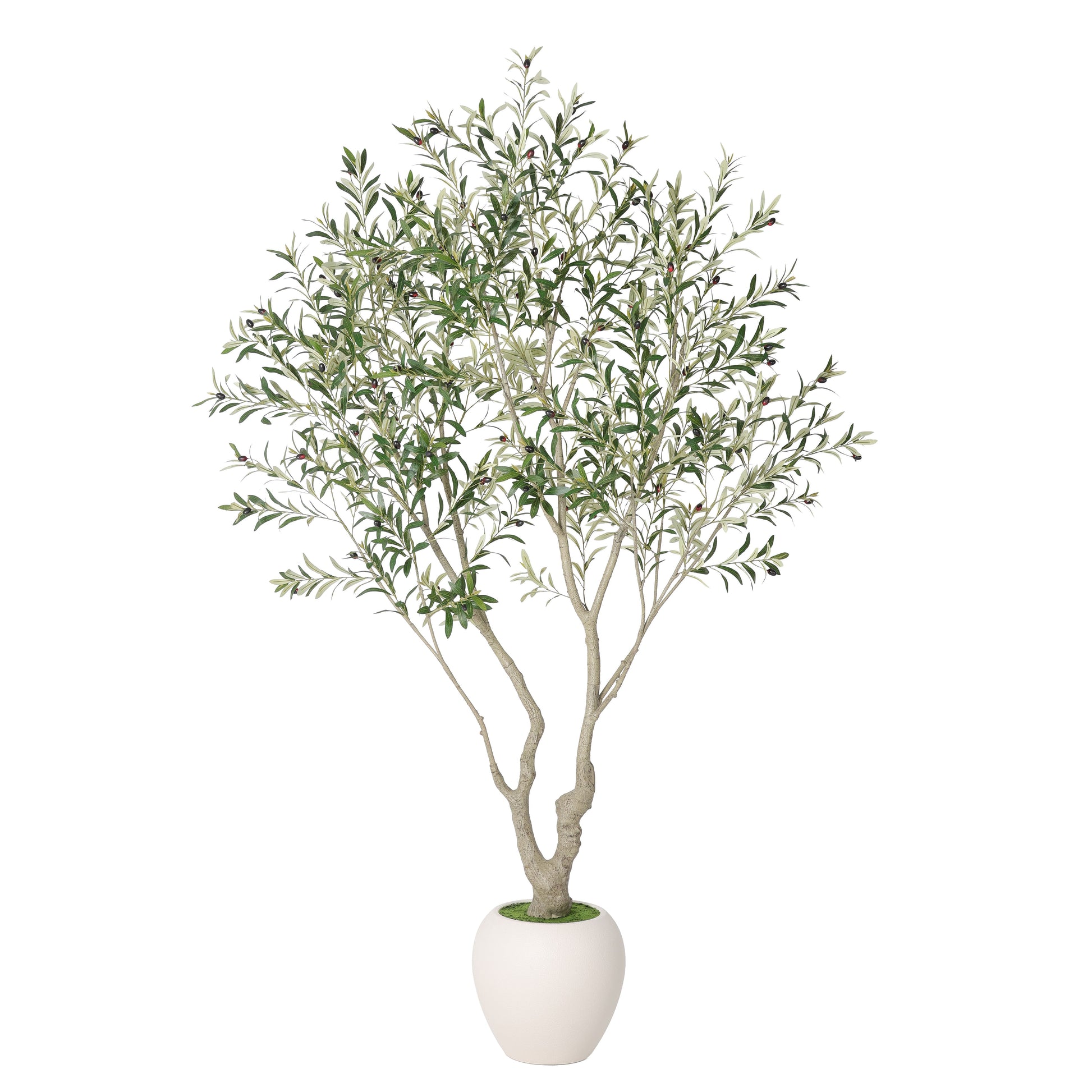 8FT Artificial Olive Tree With Decorative White Pot, Tall Indoor & Covered Outdoor Decorative Tree, 1pc/set image 4